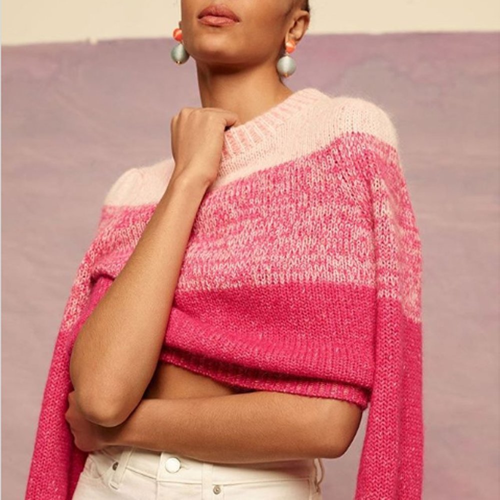 Banana Republic Pink Ombre Cropped Sweater Petite